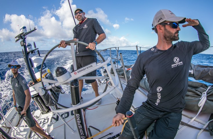 Leg 02, Lisbon to Cape Town, day 09, afternoon on board Dongfeng. fish eye shots. Photo by Jeremie Lecaudey/Volvo Ocean Race. 13 November, 2017.